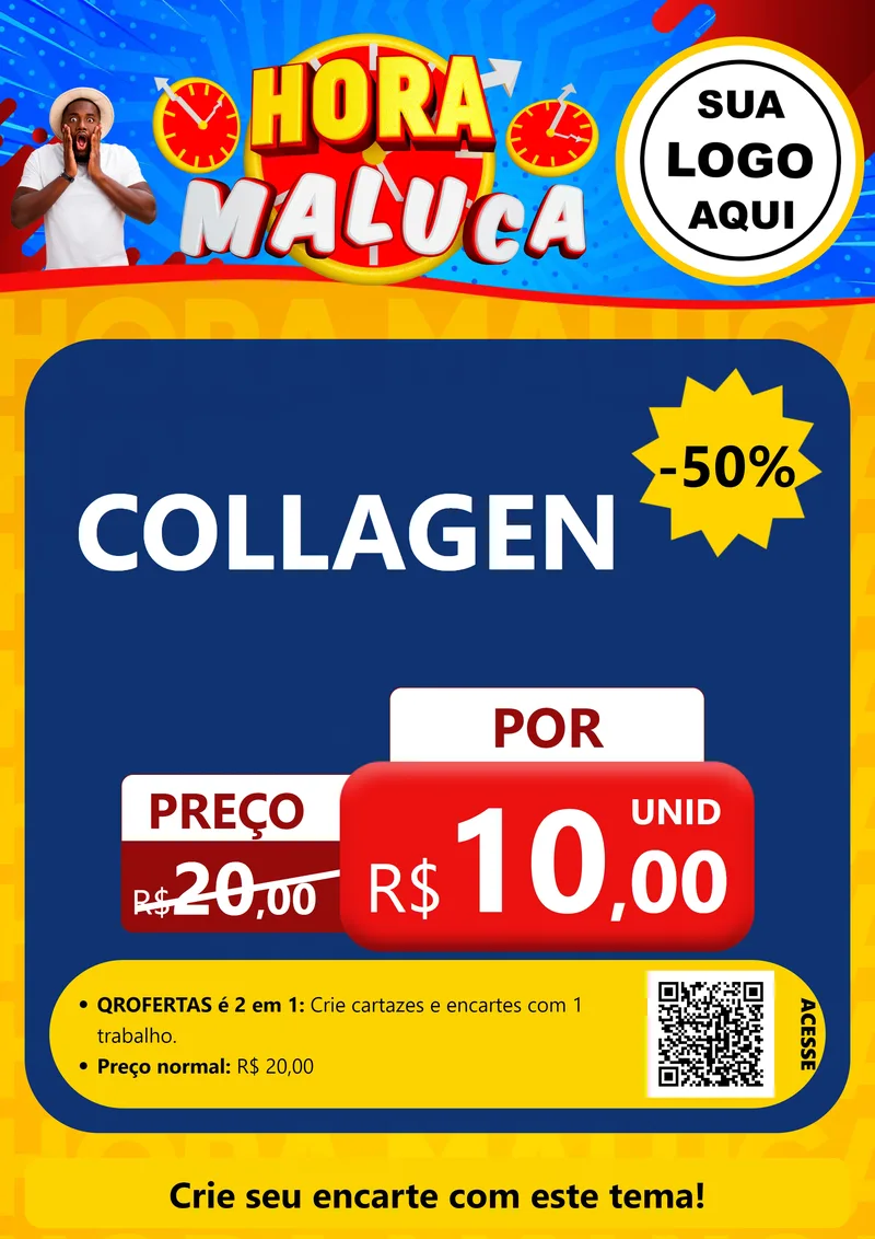 Modelo de Cartaz para Cartaz A4 Vertical com o tema Hora Maluca para Suplementos alimentares