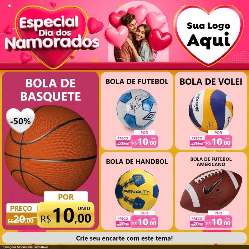 Modelo de Rede Social para Feed Facebook com o tema Especial Dia dos Namorados para Artigos Esportivos
