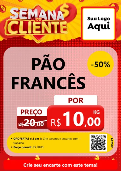 Modelo de Cartaz para Cartaz A4 Vertical com o tema Semana do Cliente para Padaria