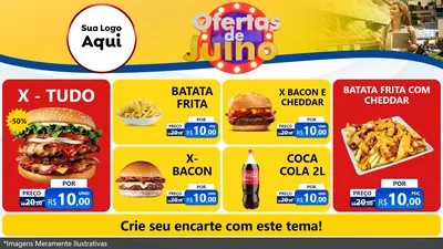 Modelo de TV para TV Horizontal com o tema Ofertas de Julho para Hamburgueria