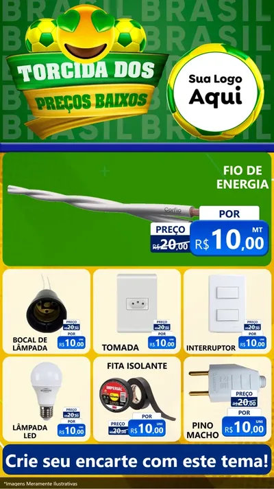Modelo de Rede Social para Stories com o tema Torcida dos Preços Baixos - Copa para Materiais Elétricos