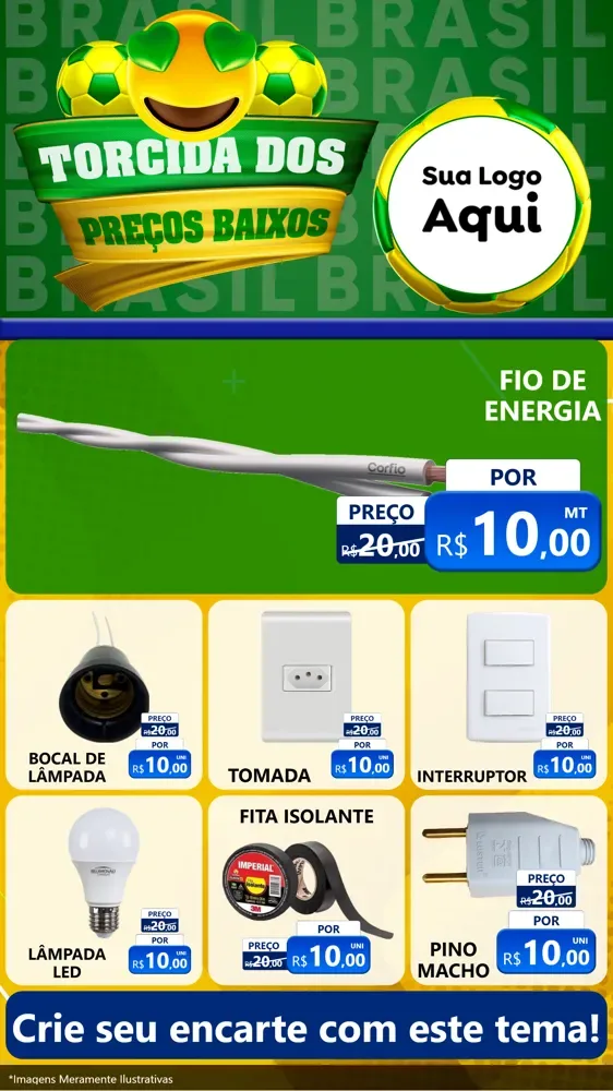 Modelo de Rede Social para Stories com o tema Torcida dos Preços Baixos - Copa para Materiais Elétricos