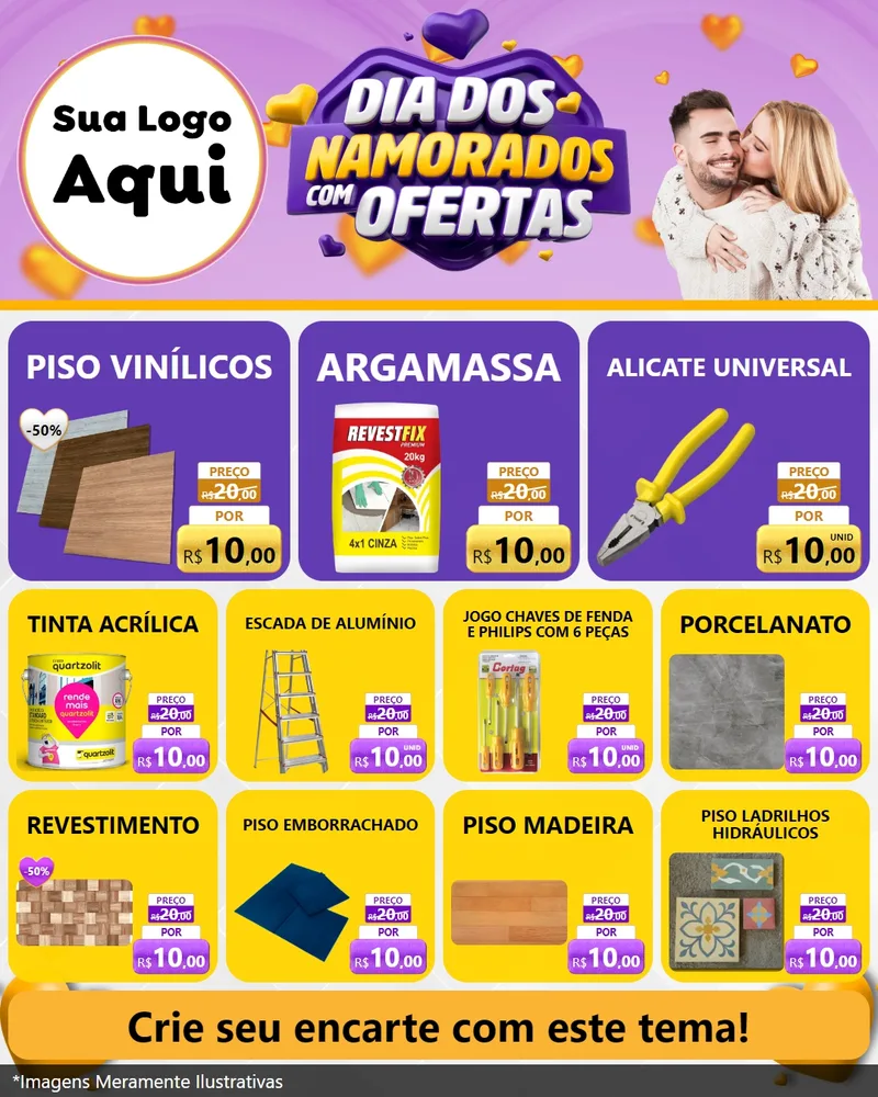 Modelo de Rede Social para Feed Instagram com o tema Dia Dos Namorados Com Ofertas para Material para Construção