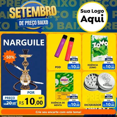 Modelo de Rede Social para Feed Facebook com o tema Setembro De Preço Baixo para Tabacaria