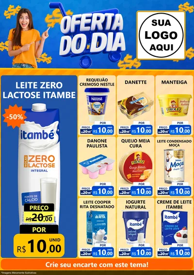 Modelo de Encarte para Encarte A4 Vertical com o tema Oferta do Dia para Frios e Laticínios