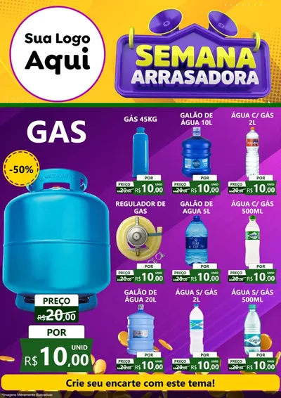 Modelo de Encarte para Encarte A4 Vertical com o tema Semana Arrasadora para Água e gás