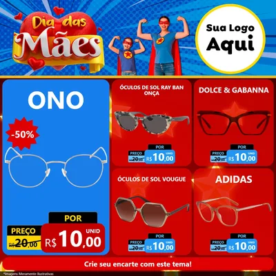 Modelo de Rede Social para Feed Facebook com o tema Dia das Mães para Óticas
