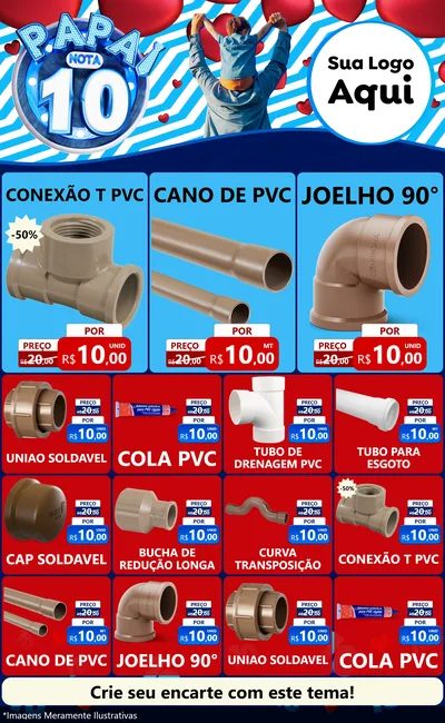 Modelo de Encarte para Encarte Grande com o tema Papai Nota 10 para Tubos e conexões