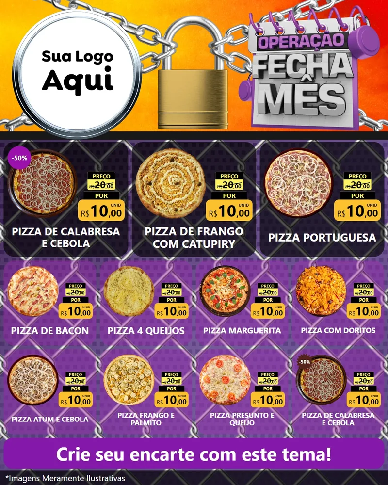 Modelo de Rede Social para Feed Instagram com o tema Operação Fecha Mês para Pizzaria