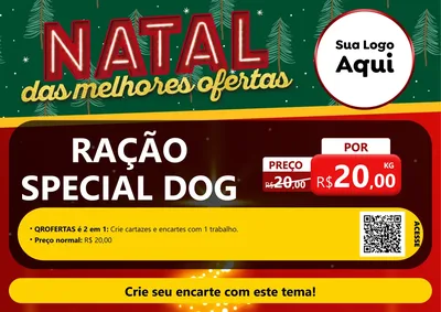 Modelo de Cartaz para Cartaz A4 Horizontal com o tema Natal das Melhores Ofertas para Pet Shop