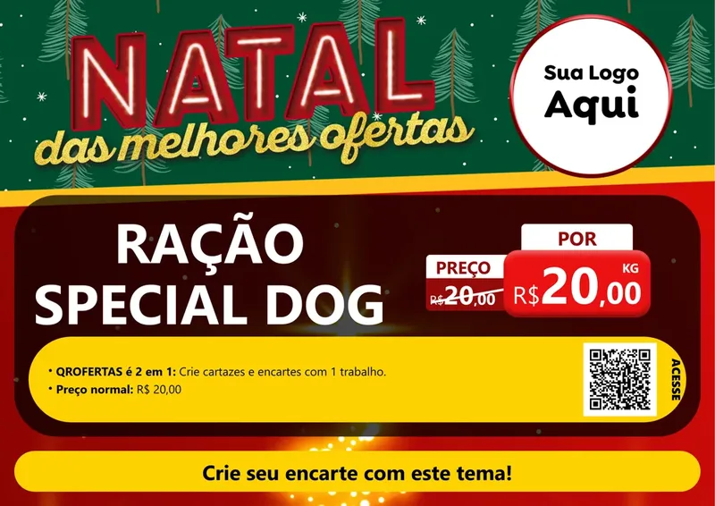 Modelo de Cartaz para Cartaz A4 Horizontal com o tema Natal das Melhores Ofertas para Pet Shop