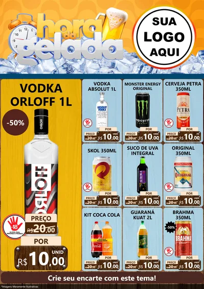 Modelo de Encarte para Encarte A4 Vertical com o tema Hora da Gelada para Distribuidora de bebidas