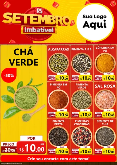 Modelo de Encarte para Encarte A4 Vertical com o tema Setembro Imbatível para Produtos Naturais