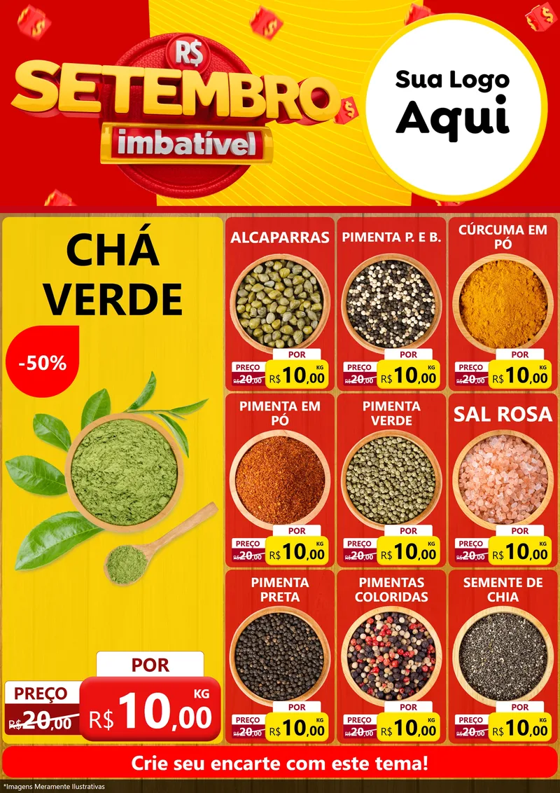 Modelo de Encarte para Encarte A4 Vertical com o tema Setembro Imbatível para Produtos Naturais