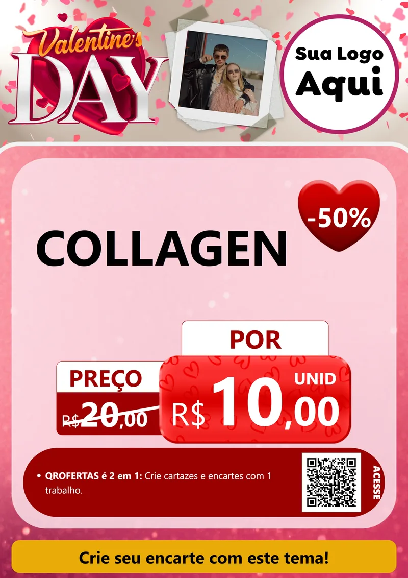 Modelo de Cartaz para Cartaz A4 Vertical com o tema Valentine's Day para Suplementos alimentares