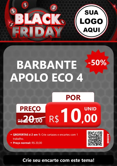 Modelo de Cartaz para Cartaz A4 Vertical com o tema Black Friday para Armarinho e Aviamentos