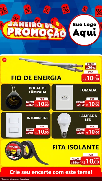Modelo de TV para TV Vertical com o tema Janeiro de Promoção para Materiais Elétricos