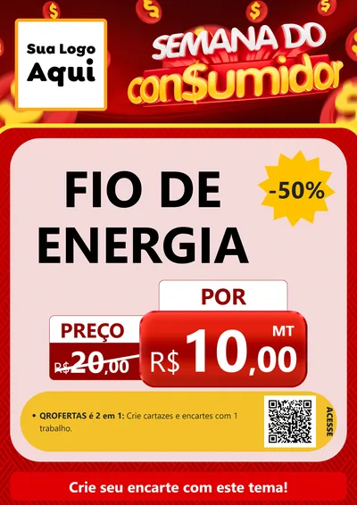 Modelo de Cartaz para Cartaz A4 Vertical com o tema Semana do Consumidor para Materiais Elétricos