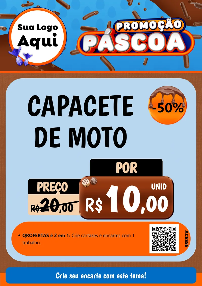 Modelo de Cartaz para Cartaz A4 Vertical com o tema Promoção Páscoa para Moto peças
