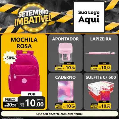 Modelo de Rede Social para Feed Facebook com o tema Setembro Imbatível para Papelaria