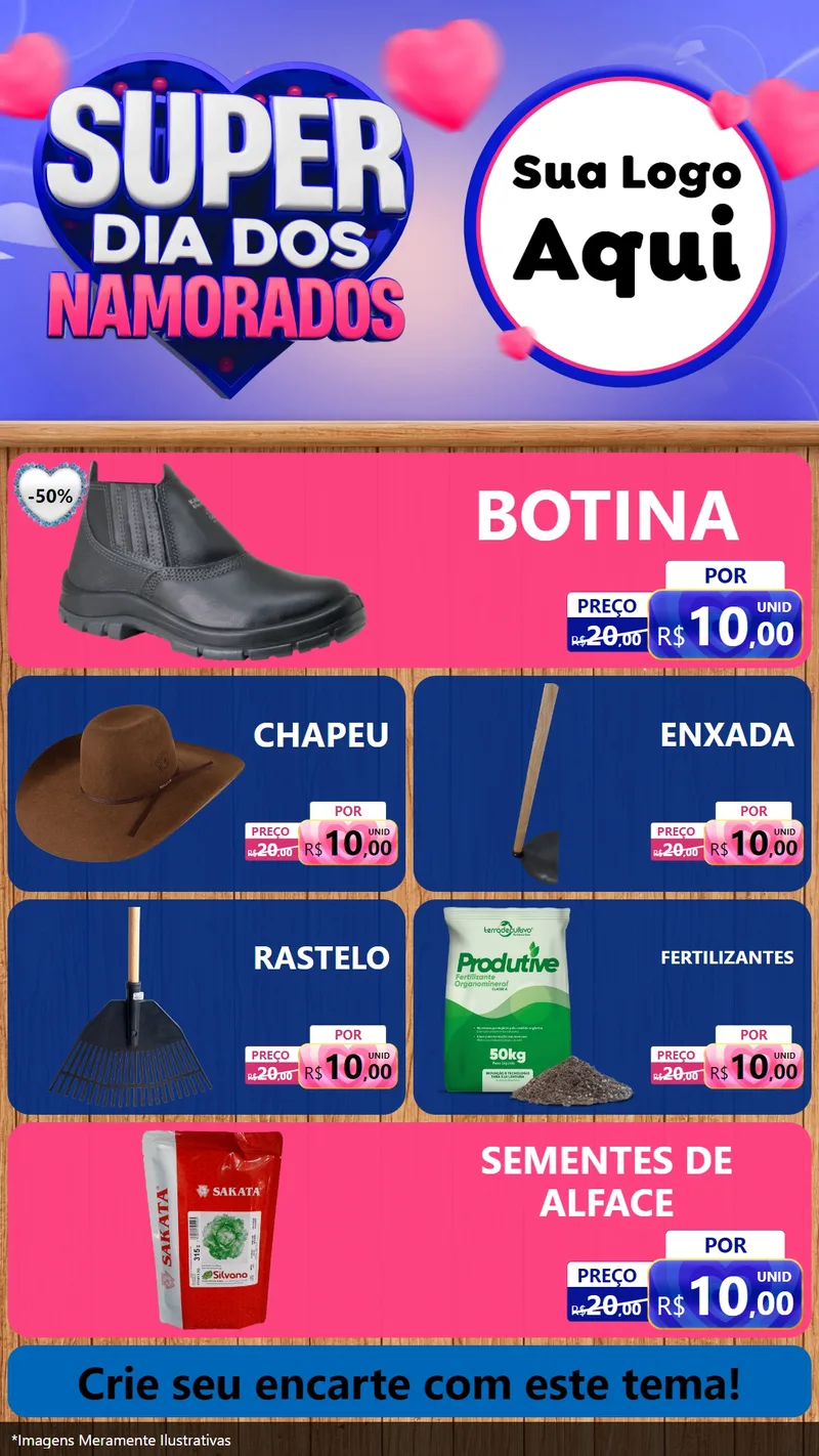 Modelo de TV para TV Vertical com o tema Super Dia dos Namorados para Agropecuária