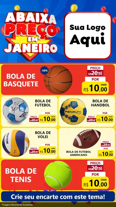 Modelo de TV para TV Vertical com o tema Abaixa Preço em Janeiro para Artigos Esportivos