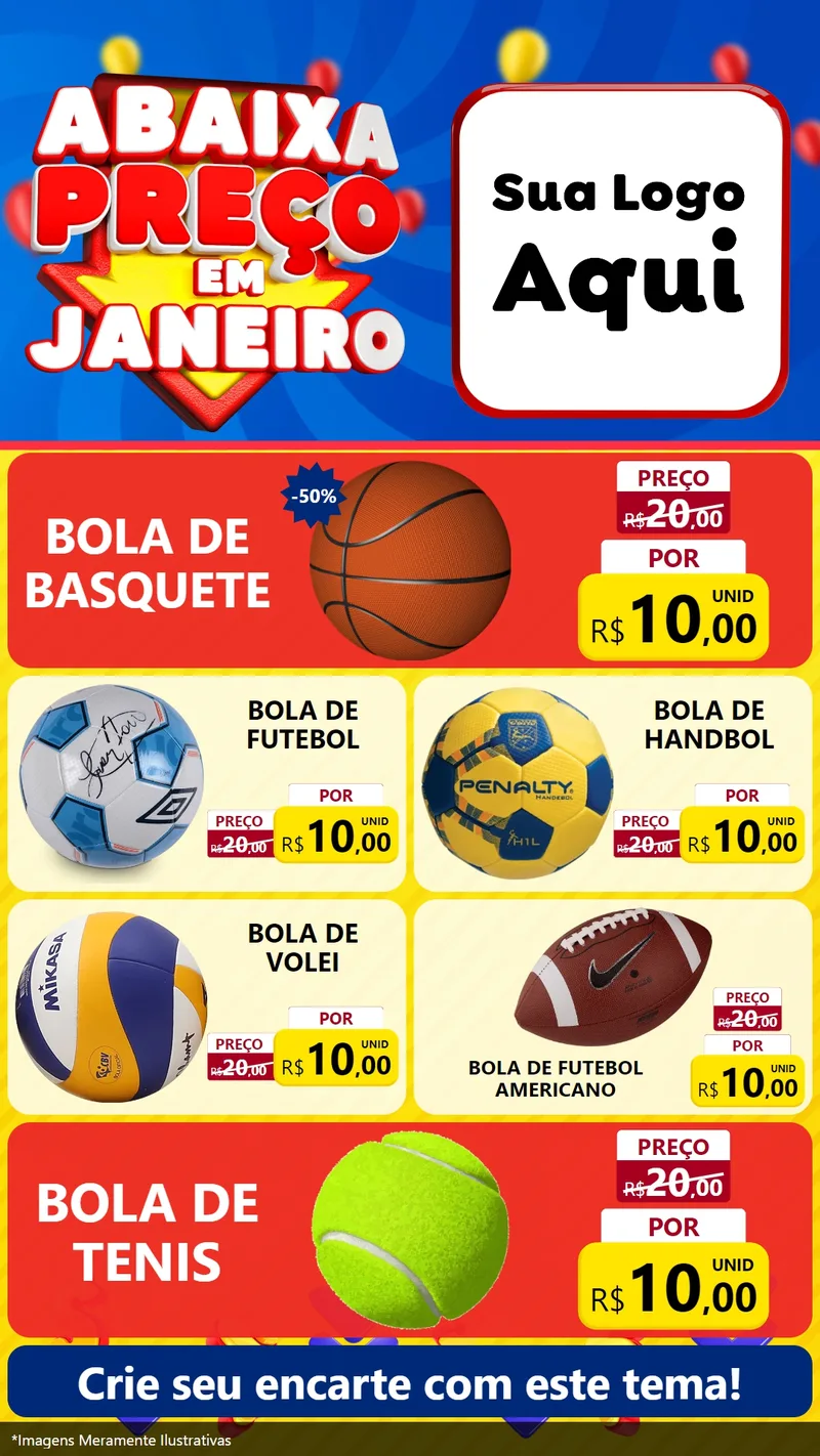 Modelo de TV para TV Vertical com o tema Abaixa Preço em Janeiro para Artigos Esportivos