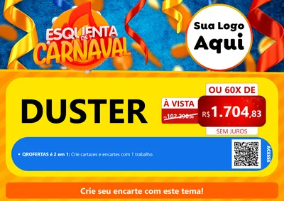 Modelo de Cartaz para Cartaz A4 Horizontal com o tema Esquenta de Carnaval para Concessionaria de Carros