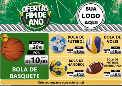 Modelo de Encarte para Encarte A4 Horizontal com o tema Ofertas Fim de Ano para Artigos Esportivos