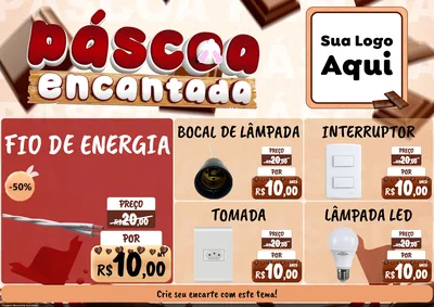 Modelo de Encarte para Encarte A4 Horizontal com o tema Páscoa Encantada para Materiais Elétricos