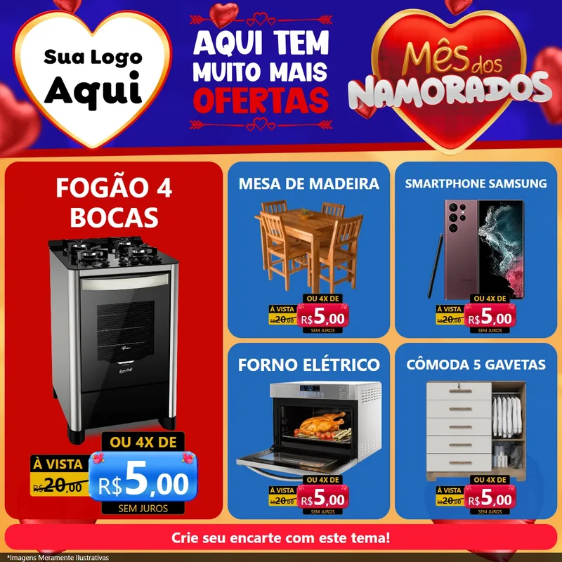 Modelo de Rede Social para Feed Facebook com o tema Mês dos Namorados para Móveis e Eletro