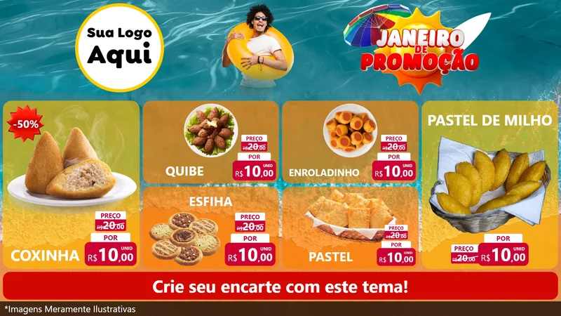 Modelo de TV para TV Horizontal com o tema Janeiro de Promoção para Salgadaria