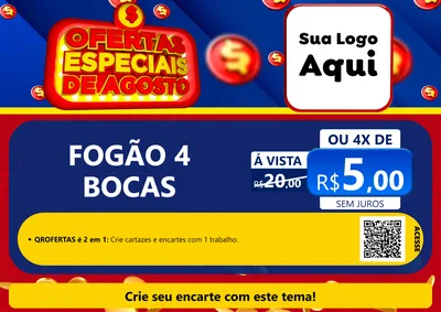 Modelo de Cartaz para Cartaz A4 Horizontal com o tema Ofertas Especiais de Agosto para Móveis e Eletro