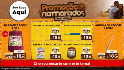 Modelo de TV para TV Horizontal com o tema Promoção Namorados para Armarinho e Aviamentos