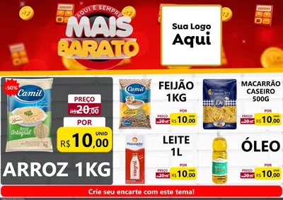 Modelo de Encarte para Encarte A4 Horizontal com o tema Mais Barato para Supermercado