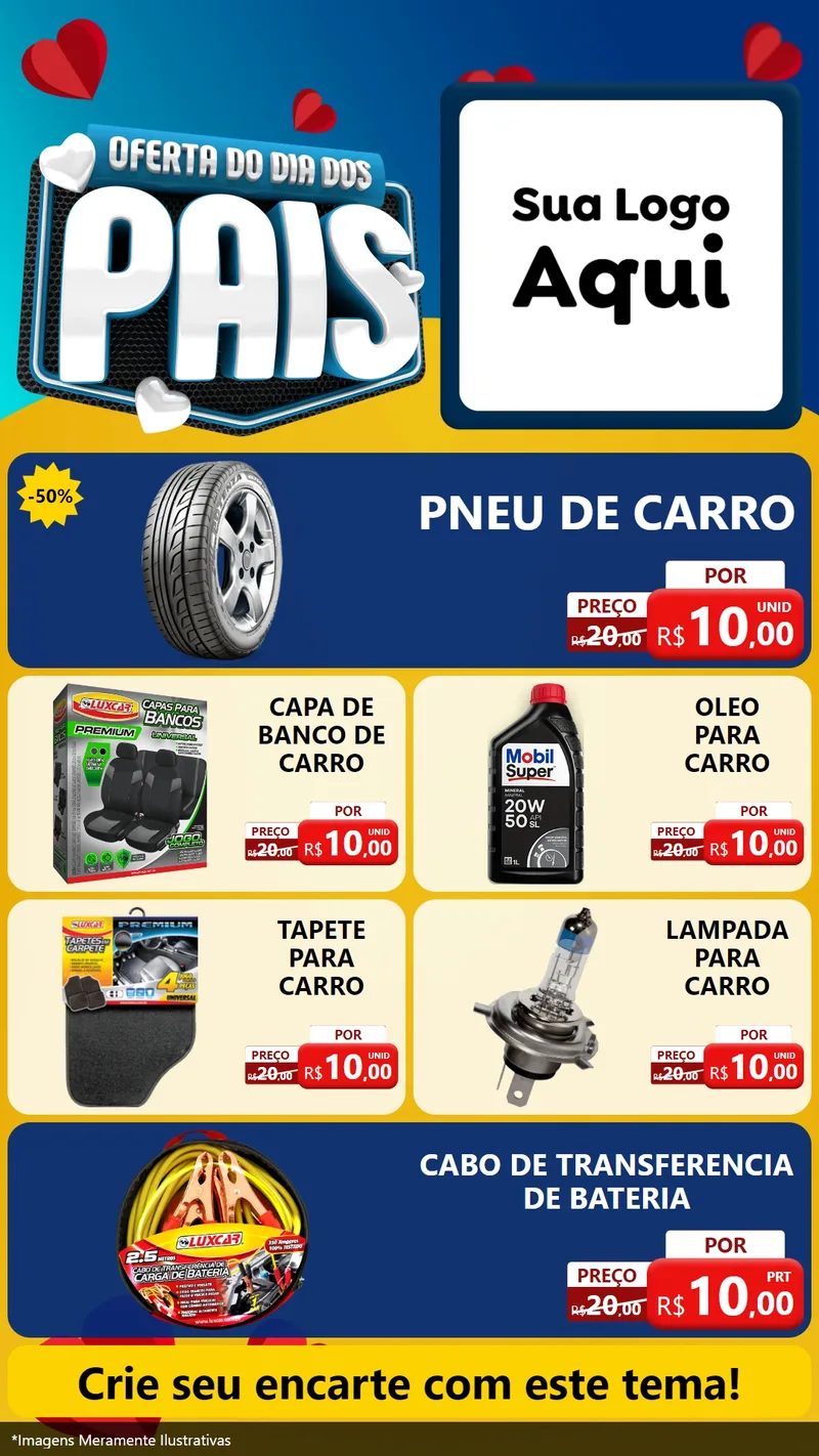 Modelo de TV para TV Vertical com o tema Oferta Do Dia Dos Pais para Auto peças