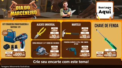 Modelo de TV para TV Horizontal com o tema Dia do Marceneiro para Maquinas e Ferramentas