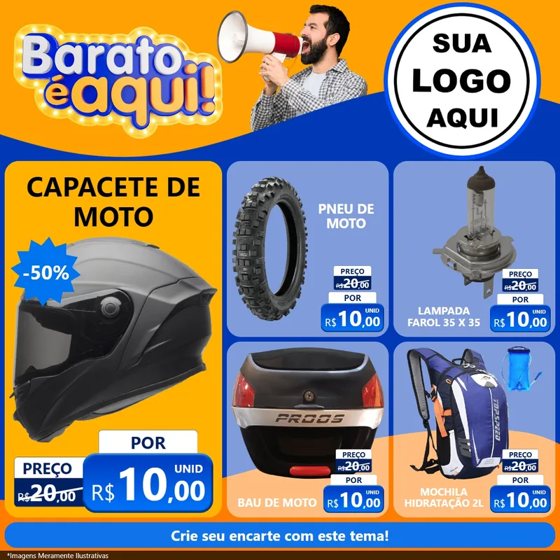 Modelo de Rede Social para Feed Facebook com o tema Barato é aqui para Moto peças