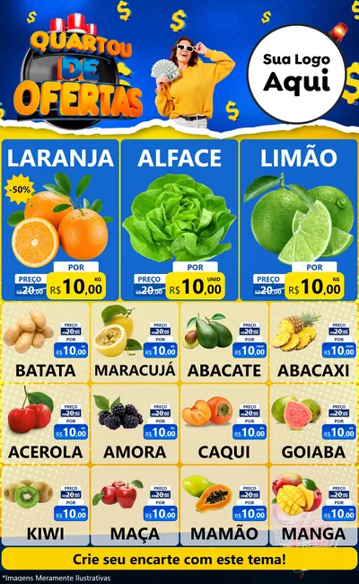 Modelo de Encarte para Encarte Grande com o tema Quartou de Ofertas para Hortifrúti