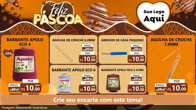 Modelo de TV para TV Horizontal com o tema Feliz Páscoa para Armarinho e Aviamentos