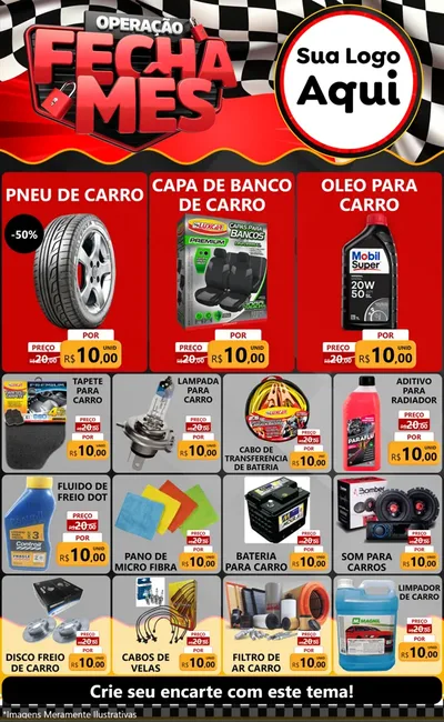 Modelo de Encarte para Encarte Grande com o tema Operação Fecha Mês - Auto Moto para Auto peças
