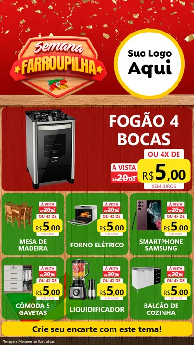 Modelo de Rede Social para Stories com o tema Semana Farroupilha para Móveis e Eletro
