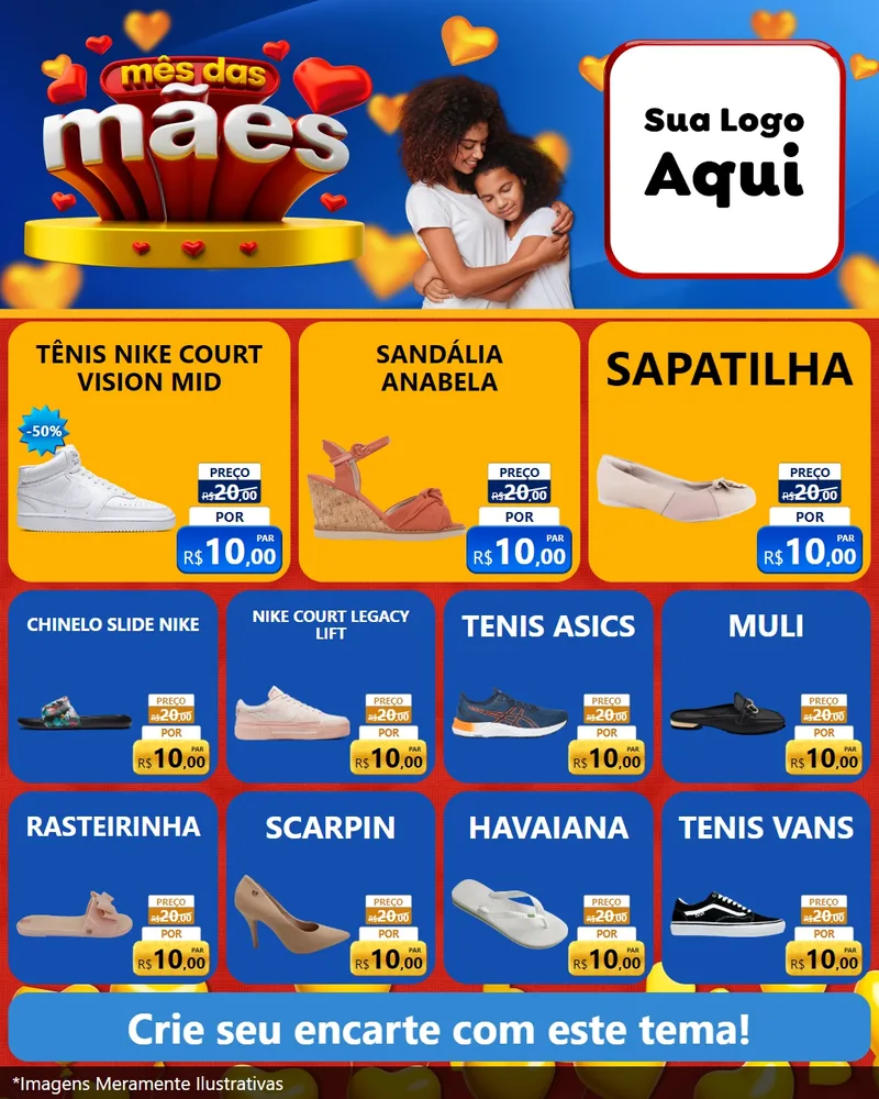 Modelo de Rede Social para Feed Instagram com o tema Mês das Mães para Calçados