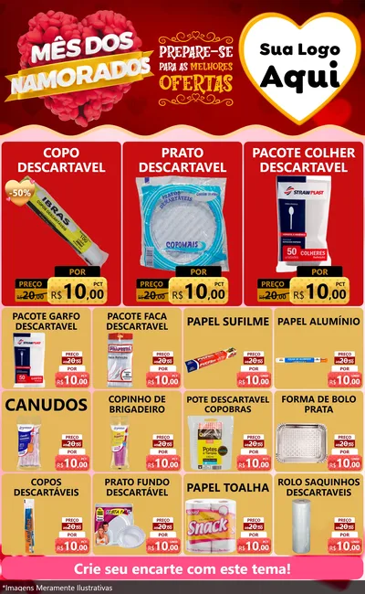 Modelo de Encarte para Encarte Grande com o tema Mês dos Namorados para Embalagens