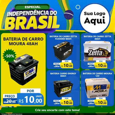 Modelo de Rede Social para Feed Facebook com o tema Especial Independência do Brasil para Baterias Elétricas