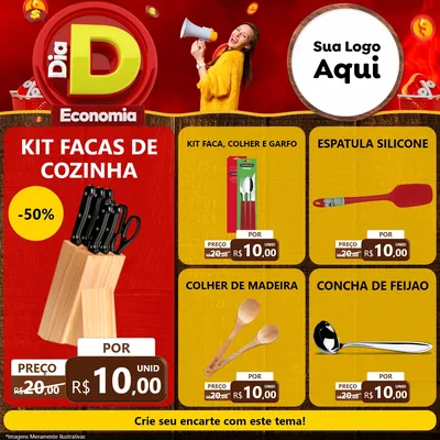 Modelo de Rede Social para Feed Facebook com o tema Dia D Economia para Utilidades Domésticas