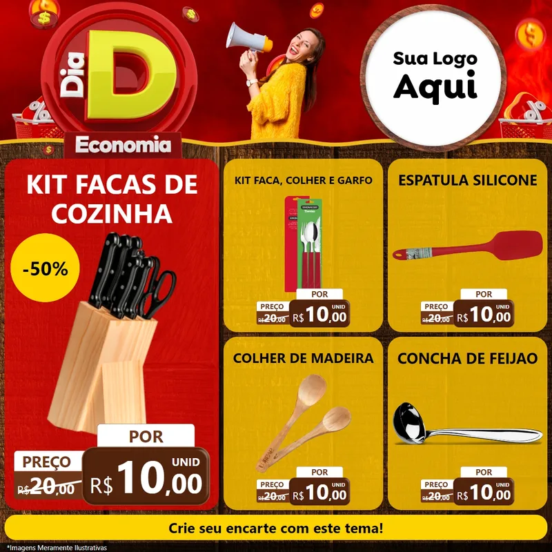 Modelo de Rede Social para Feed Facebook com o tema Dia D Economia para Utilidades Domésticas