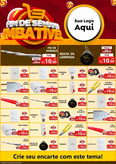 Modelo de Encarte para Encarte A4 Vertical com o tema Fim de Semana Imbatível para Materiais Elétricos