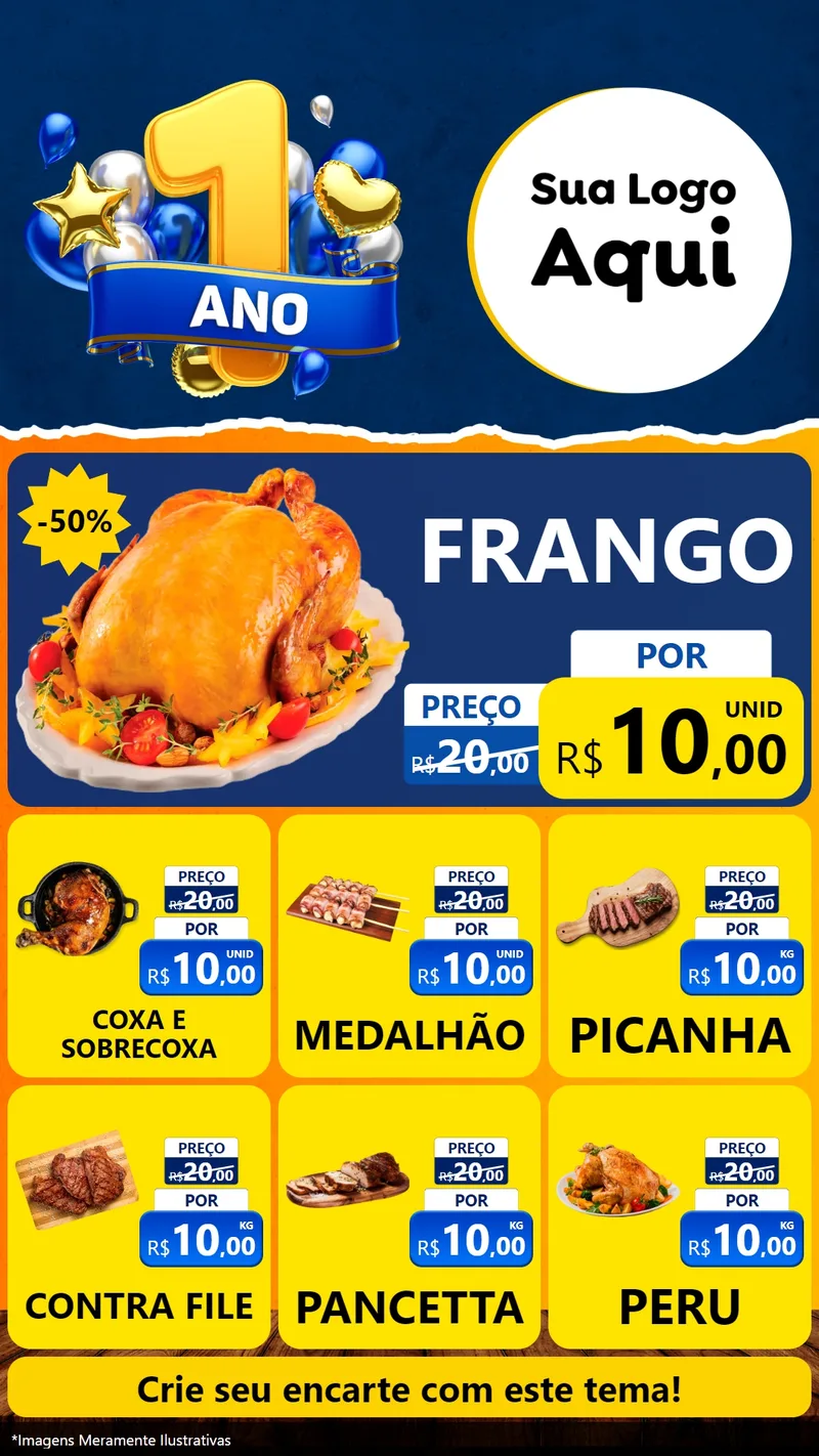 Modelo de Rede Social para Stories com o tema Um Ano de Aniversário para Assados