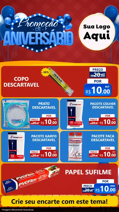 Modelo de TV para TV Vertical com o tema Promoção de Aniversário para Embalagens